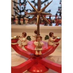 Gammel adventsstage fra Erzgebirge med 4 Wendt und Kühn engle, h: 27 cm, Ø: 34 cm.