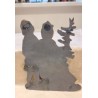 Antique scrap from 1880, children and a sledge, h: 15 cm, b: 12,5 cm.