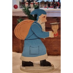 Gammel julemand/træ med sæk, træ og lys, 1950, h: 25,5 cm.