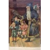 Antikt glansbillede/pap fra 1880, julemand, blå, h: 16,5 cm.