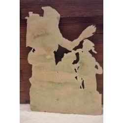 Antique scrap/cardboard from 1880, Santa, blue, h: 16,5 cm.