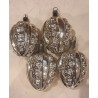 4 antique art nouveau ornaments, glass, with pattern, h: 6,5 cm. (4x)