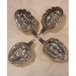 4 antikke jugend kugler, glas, med mønster, h: 6,5 cm. (4stk)