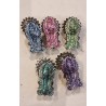 5 antikke lysholdere, farvede, mål: 3 x 6 cm.