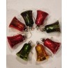 Collection of old glass ornaments, bells, coloured, h: 5 cm /8x.