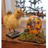 Small, old cardboard Easter egg with violets, h: 8 cm.