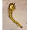 Antikt glaspynt, horn med tråd, l: 16 cm.