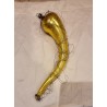Antikt glaspynt, horn med tråd, l: 16 cm.