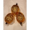 Gammelt glaspynt, 3 store, gyldne valnødder, h: 6 cm. (3stk)