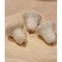 Old papier-mache ornaments with sugar, bells, h: 4 - 5 cm. (3x)