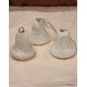 Gammelt papmachè pynt, klokker med "sukker", h: 4 - 5 cm. (3stk)