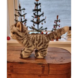 Gammel Steiff kat, h: 16 cm