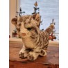 Gammel Steiff kat, h: 16 cm