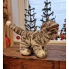 Gammel Steiff kat, h: 16 cm