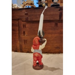 Antik gips nisse med lysholder, h: 12 cm.