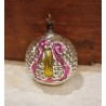 Antique glass ornament, art nouveau, with a harp, h: 6 cm.