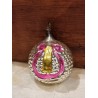 Antique glass ornament, art nouveau, with a harp, h: 6 cm.