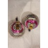 Antique glass ornament, art nouveau, harp, h: 6 cm.