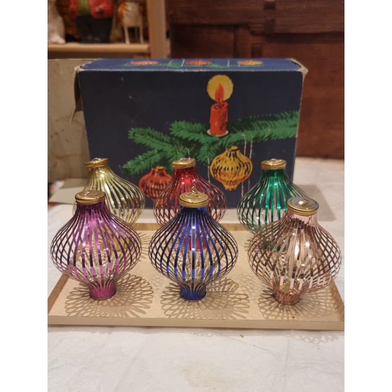 6 old foil lantern from Lauscha, h: 8 cm. (box incl.) (3)
