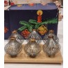 6 old foil lantern from Lauscha, grey/silver, h: 8 cm. (box incl.)