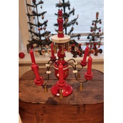 Old 6 - armed candlestick from Erzgebirge incl. orig. box, h: 33 cm.