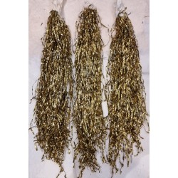 3 large bundles orig. heavy gold tinsel. Used.