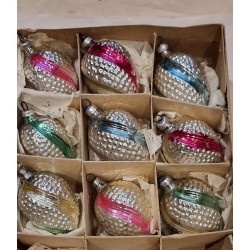 Box of old glass ornament,...