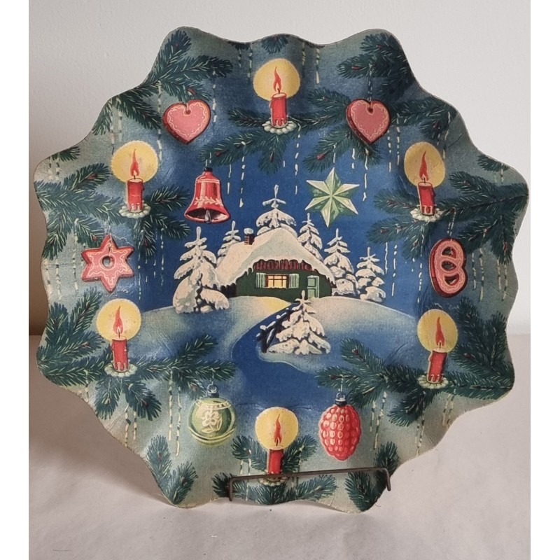 Old Christmas plate, evening atmosphere, Ø: 26 cm.