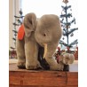 Old Steiff animal, elephant mother + calf, size: 21 x 25 + h: 6,5 cm (calf)