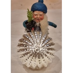Antique glass ornament, reflector with glass ornament, colored , h: 6 cm.