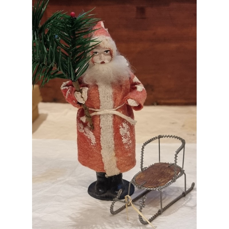 Antik julemand med slæde, candycontainer, h: 14,5 cm (julemand)