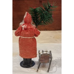Antique Santa and a sledge, candycontainer, h: 14,5 cm (Santa).