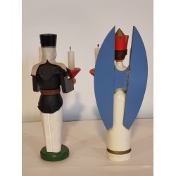 Gammel Bergmann og Engel, Erzgebirge, h: 24 - 26 cm. (2stk)