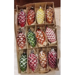 Box of old glass ornaments,...