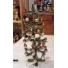 Old christmas tree, paper, with lights and pink and silver ornaments, h: 36 cm.