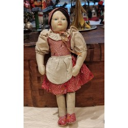 Antique doll with painted face and braids ..., h: 30 cm.