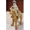 Gammelt Steiff dyr, dromedar + vatdukke med antikt porcelænshoved, h: 20 cm.