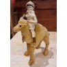 Gammelt Steiff dyr, dromedar + vatdukke med antikt porcelænshoved, h: 20 cm.
