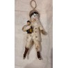Gammelt Steiff dyr, dromedar + vatdukke med antikt porcelænshoved, h: 20 cm.