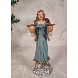 Antique German angel with 2 candleholders, h: 26 cm.