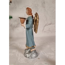 Antik tysk engel med 2 lysarme, h: 26 cm.