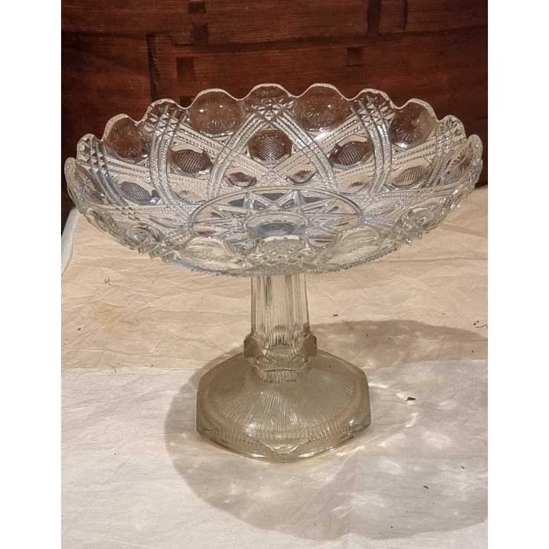 Antik glas opsats fra Fyns Glasværk, h: 18 cm, Ø: 23,5 cm.