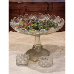 Antik glas opsats fra Fyns Glasværk, h: 18 cm, Ø: 23,5 cm.