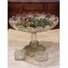 Antik glas opsats fra Fyns Glasværk, h: 18 cm, Ø: 23,5 cm.