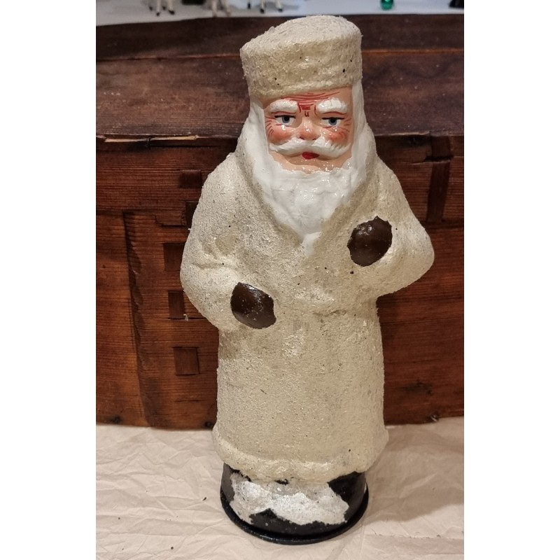 Julemand, hvid, i papmachè, candycontainer, h: 30 cm.