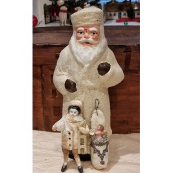 Santa, white,  in papier-mache, candycontainer, h: 30 cm.