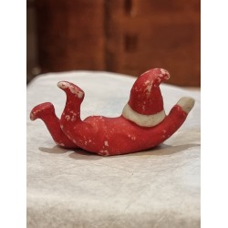 Antique bisquit elf with raised arm, size: 3,5 x 6,5 cm.
