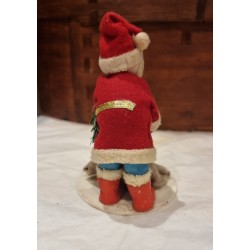 Gammel julemand med sæk, papmachè hoved, h: 14 cm.