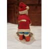 Old Santa with a sack, papier-mache head, h: 14 cm.