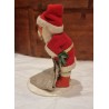 Gammel julemand med sæk, papmachè hoved, h: 14 cm.